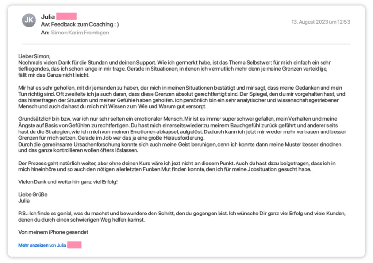 Feedback via E-Mail